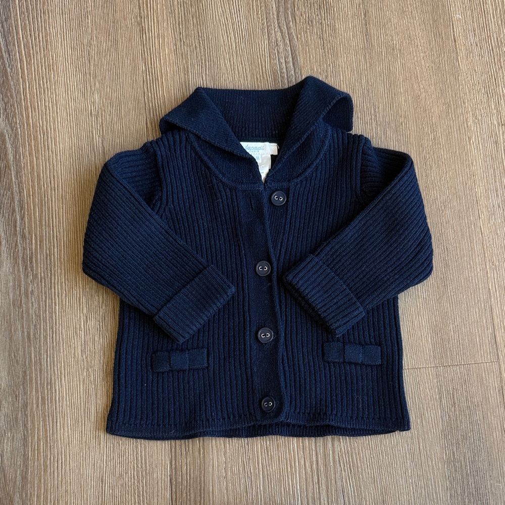 Jacadi navy knit cotton cashmere blend cardigan - 6 months